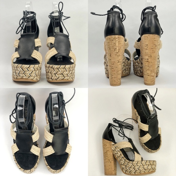 SOLD Free People Chunky Ankle Wrap Espadrille Heel - Picture 7 of 8